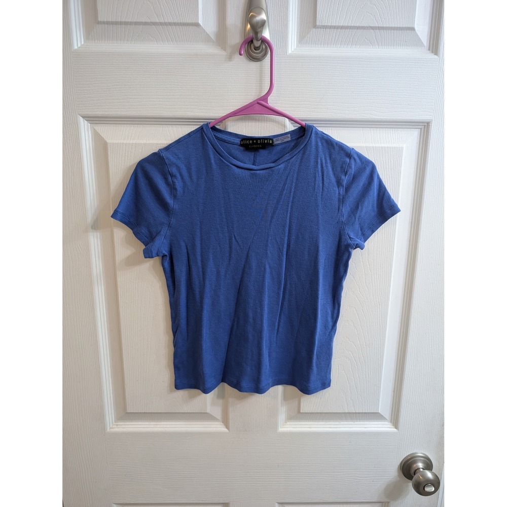 Alice Olivia Classics Blue Cotton Lyocell Cropped T Shirt - Size XS